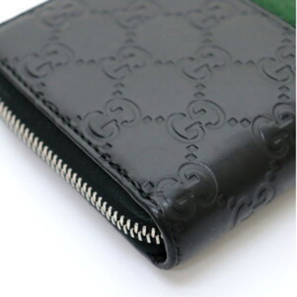 GUCCI Guccisima Long Wallet Sherry Line Black Leather - Picture 3 of 5